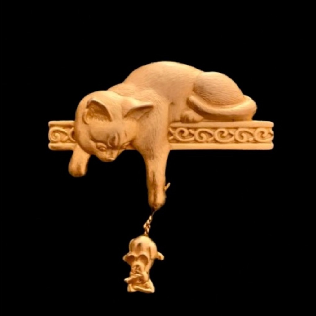 Jj Jonette Cat And Mouse Brooch